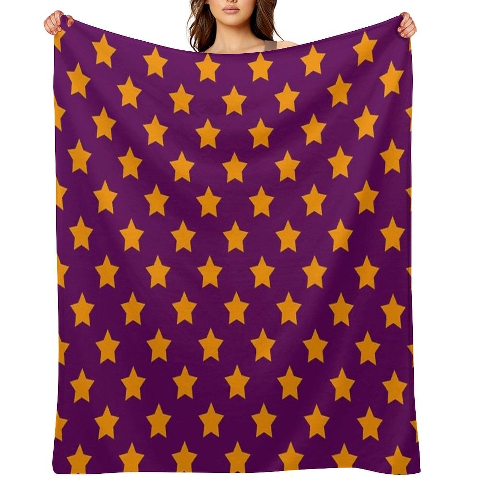 Orange Stars Purple Background Pattern Design Durable Throw Blanket