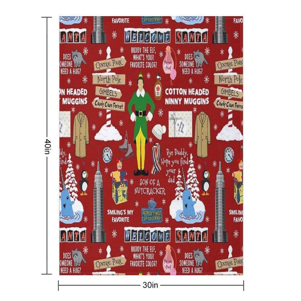 Buddy The Elf Collage, Red Background Multi-functional Throw Blanket
