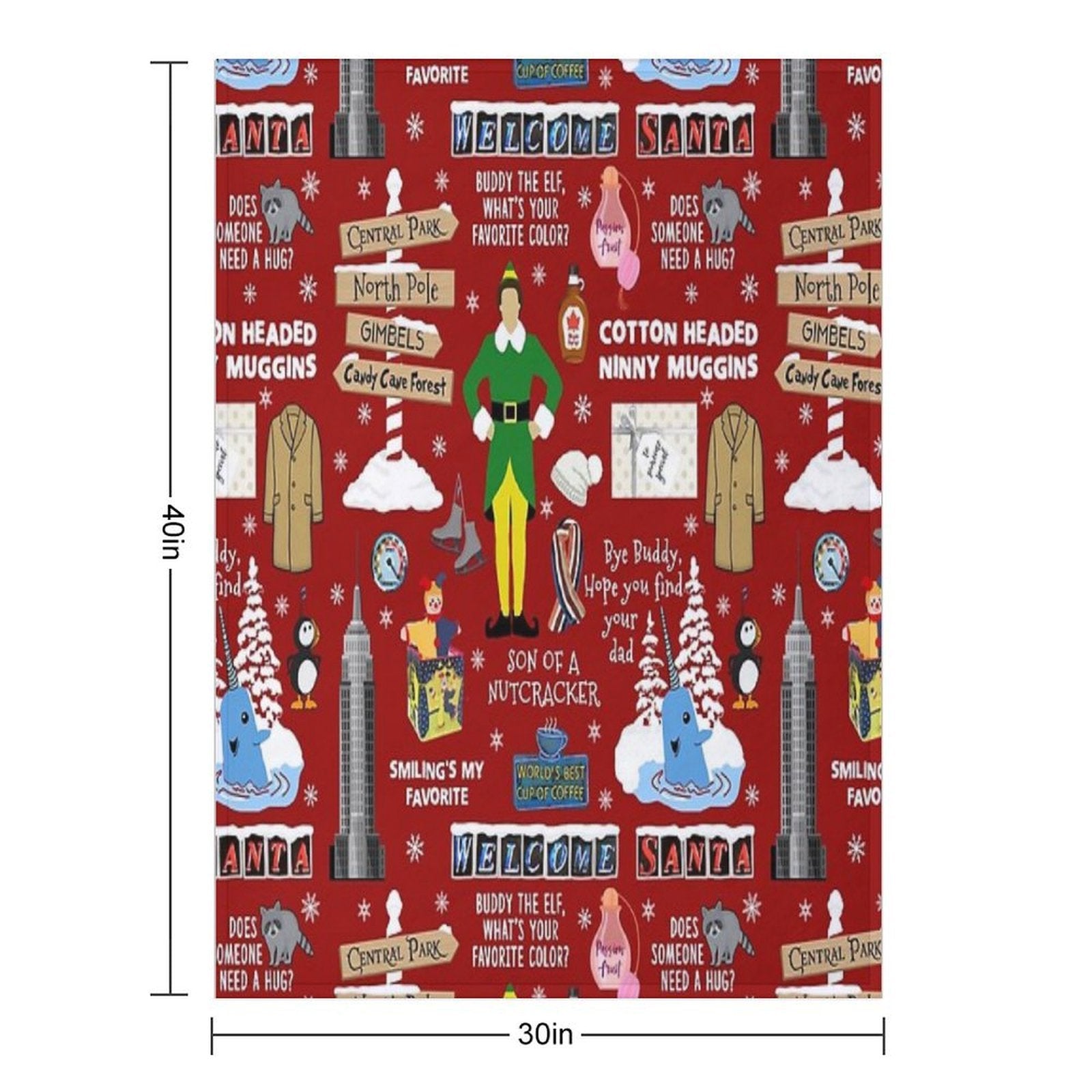Buddy The Elf Collage, Red Background Multi-functional Throw Blanket