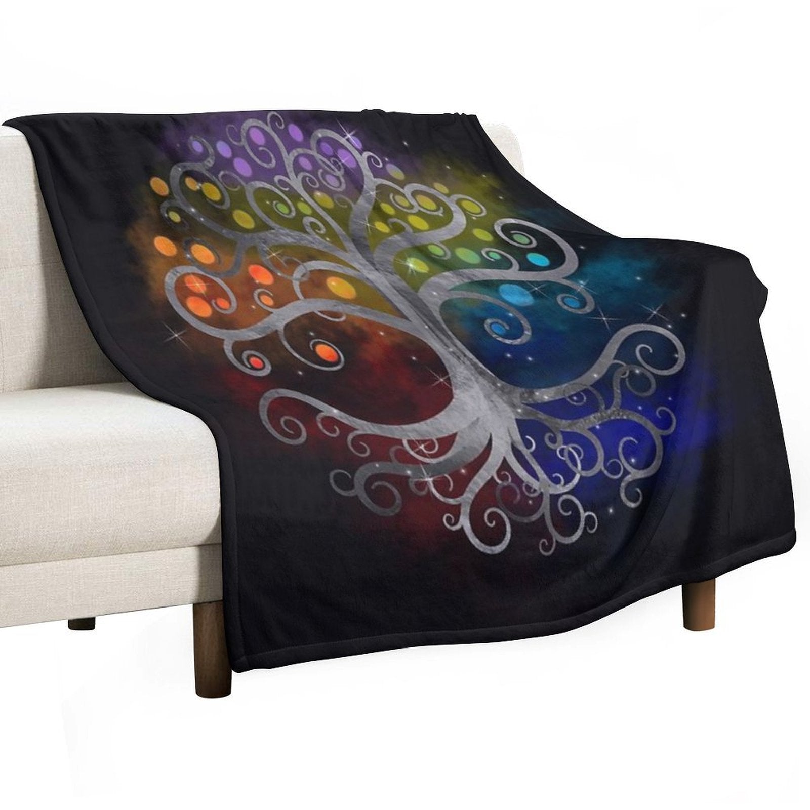 Tree of Life Silver Swirl Lightweight Throw Blanket