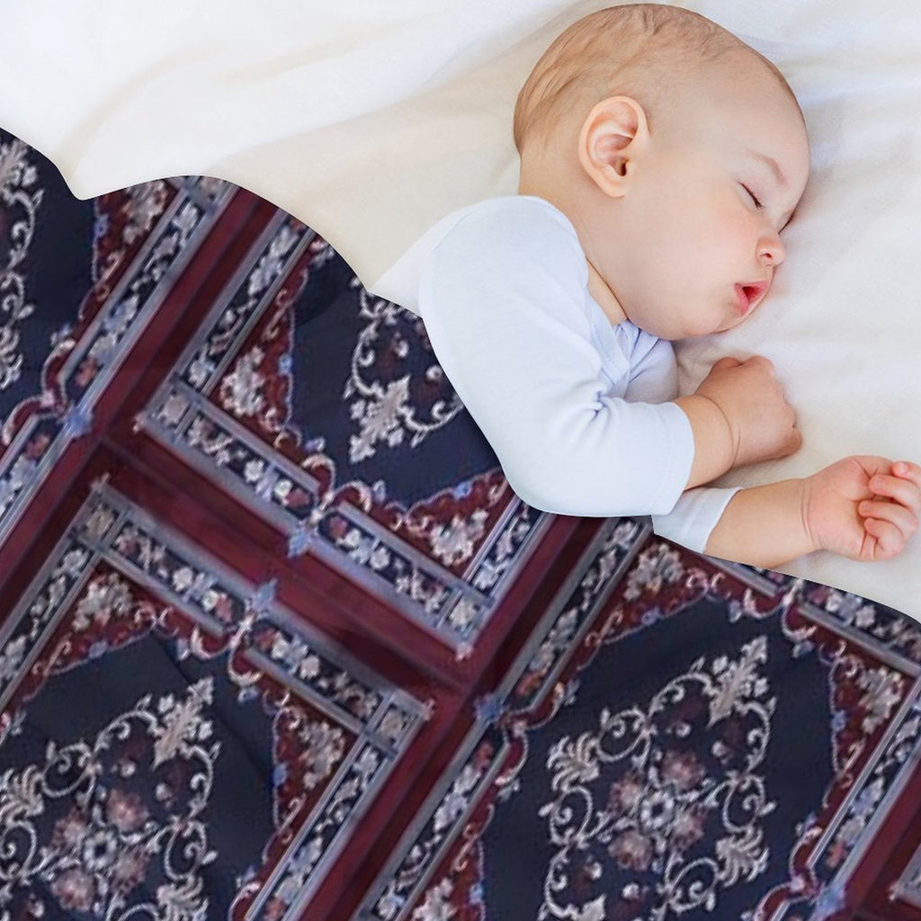 Burgendy Blue Rug Comfort Throw Blanket