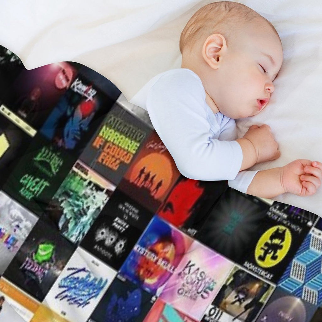 Music Collage Electronic Easy Care Throw Blanket