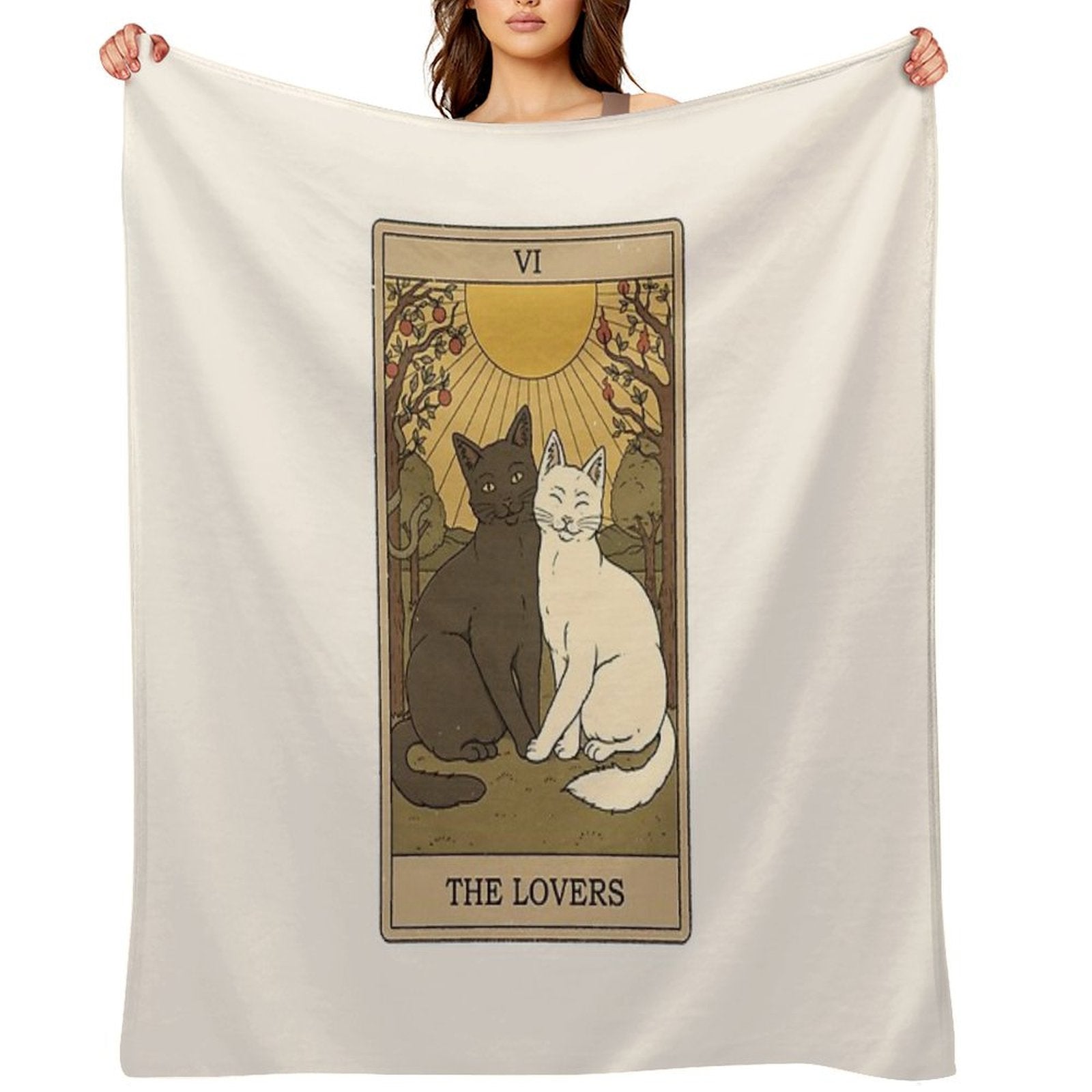 The Lovers - Cats Tarot Lightweight Throw Blanket