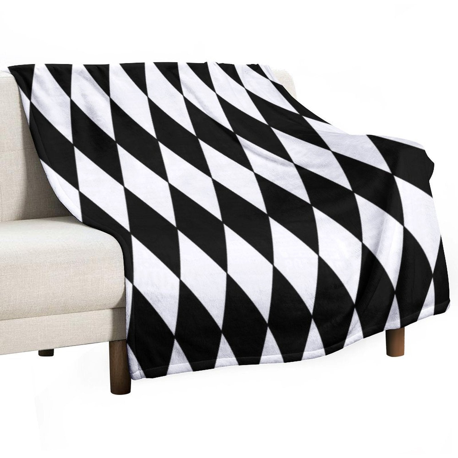 Black White Harlequin Wrinkle-free Throw Blanket
