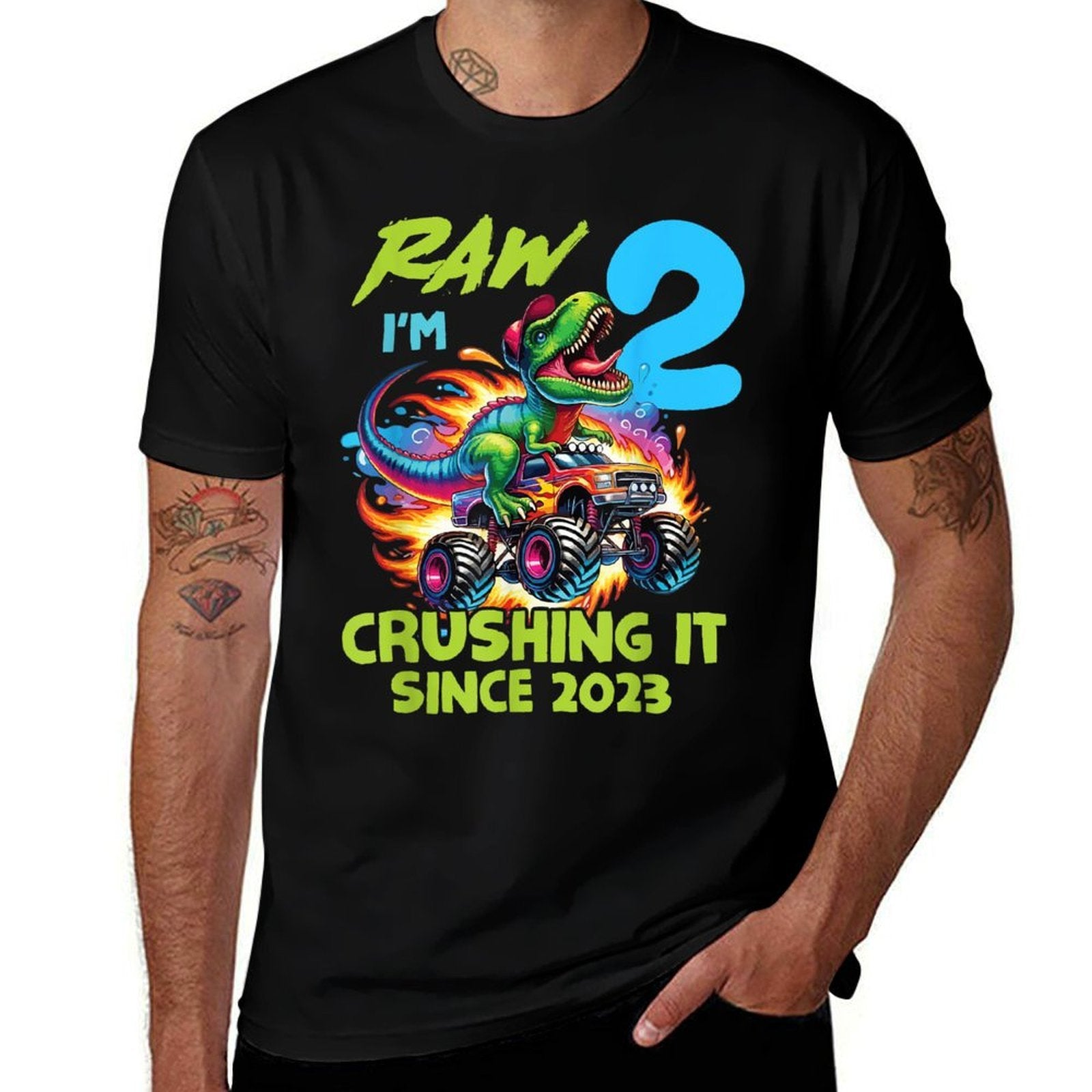 Raw Rex 2nd Birthday Party 2 Year Old Crushing Since 2023  Soft T-Shirt