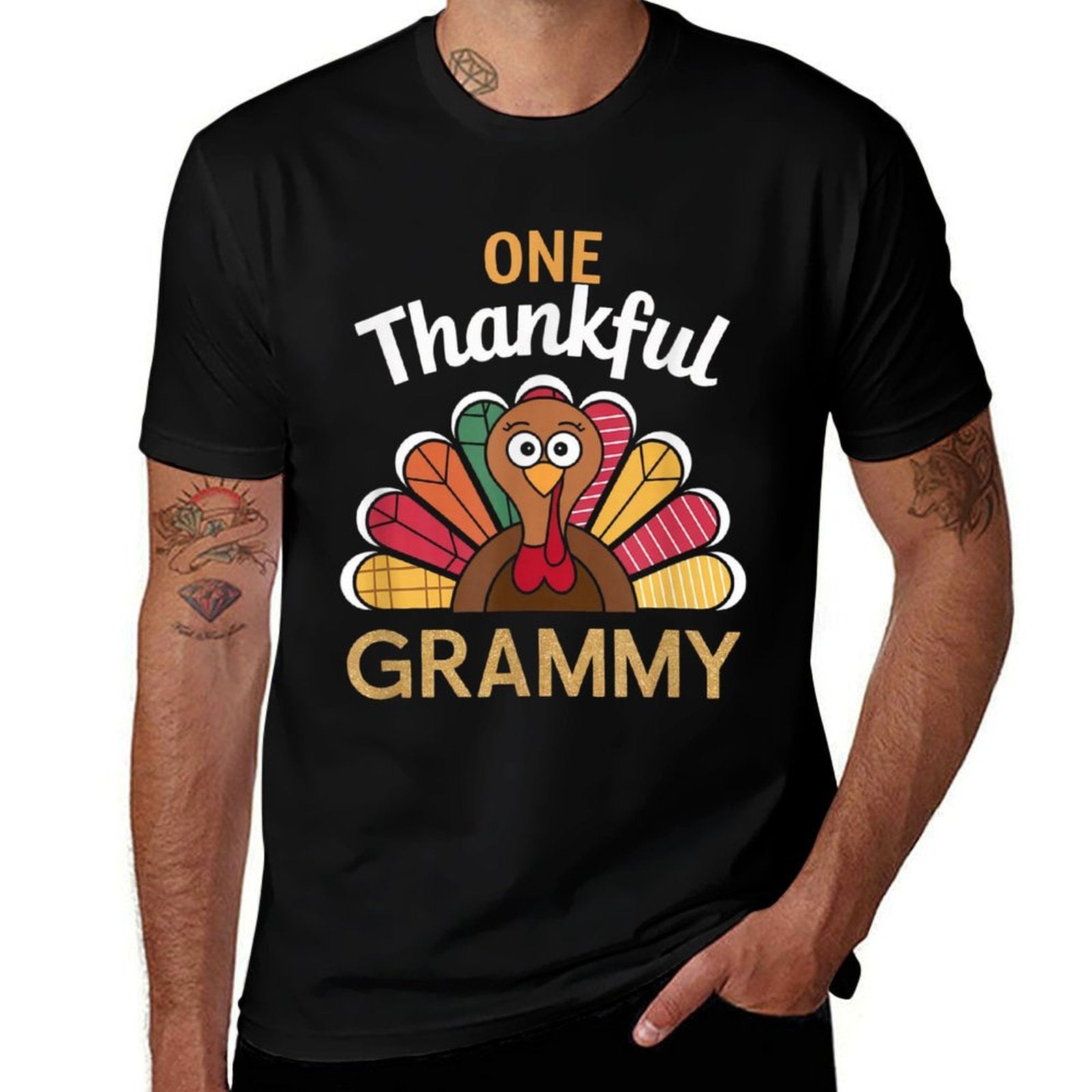 Grammy One Thankful Grammy Thanksgiving Christmas Groovy  Odor-resistant T-Shirt