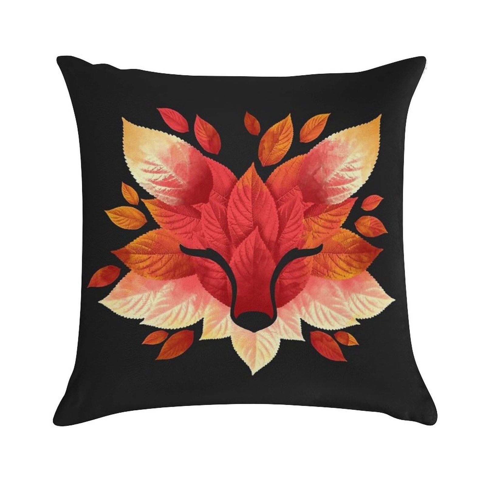Fox of Leaves Soft Decorative Cover Throw Pillow