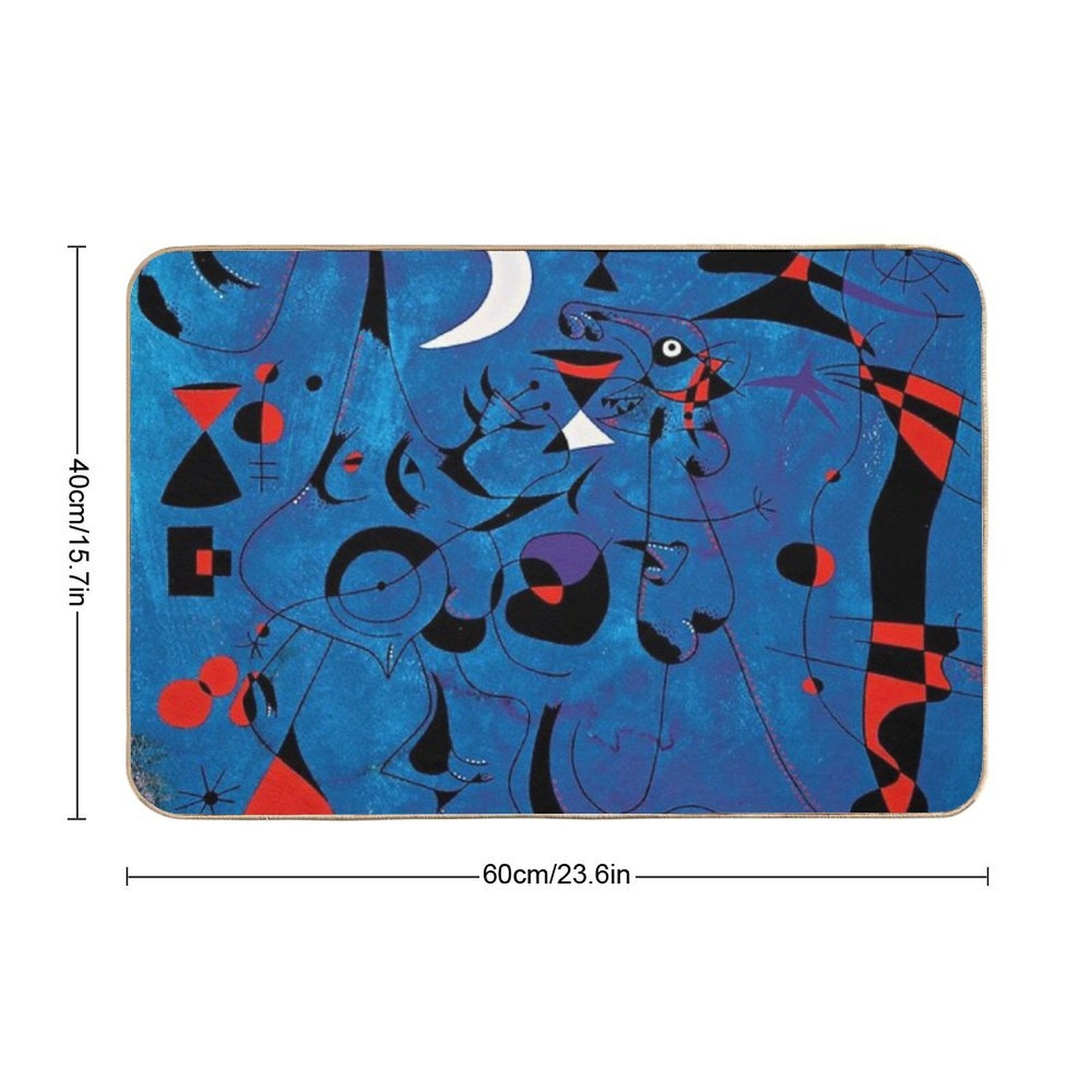 Joan Miro Red Shapes on Blue  Dirt-Trapping Bath Mat