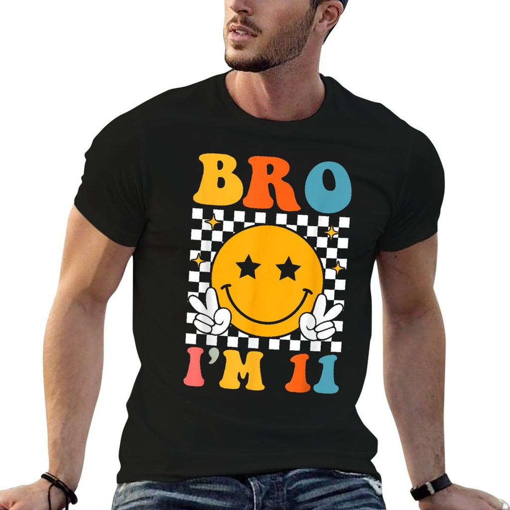 Bro I’m 11 Groovy 11th Birthday 11 Year Old Birthday  Odor-resistant T-Shirt