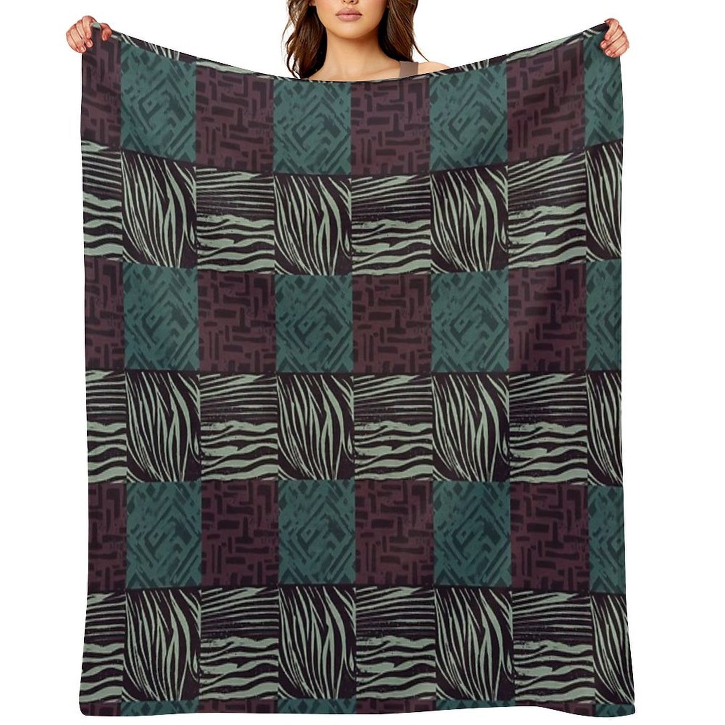 Zebra Grunge Patchwork Travel-friendly Throw Blanket