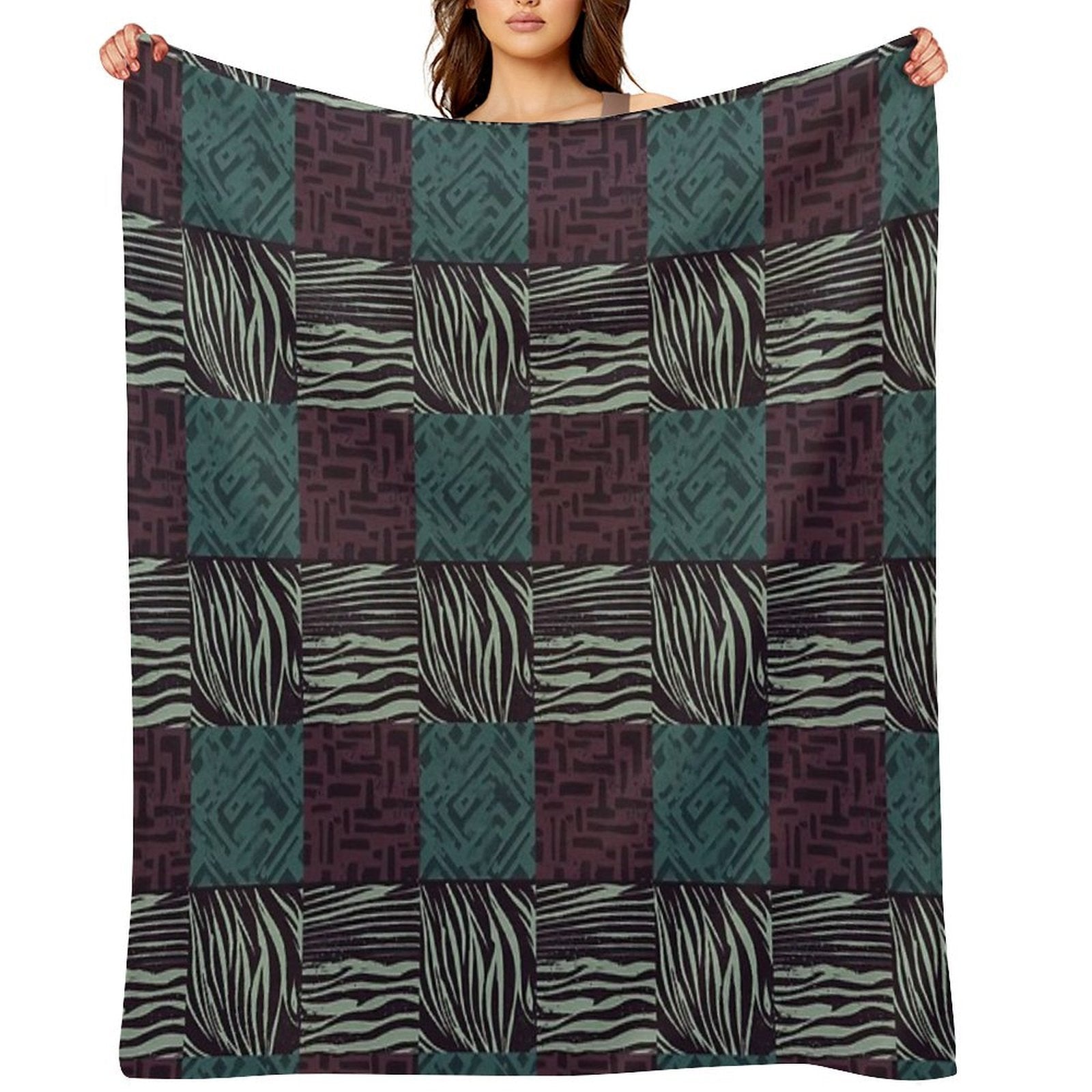 Zebra Grunge Patchwork Travel-friendly Throw Blanket
