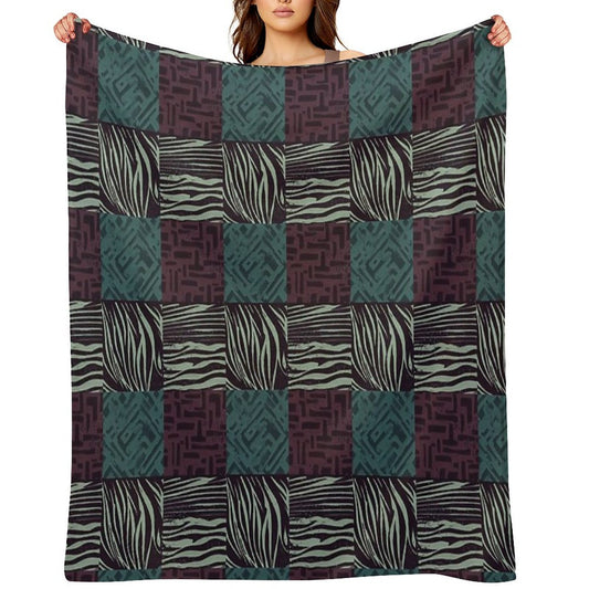 Zebra Grunge Patchwork Travel-friendly Throw Blanket