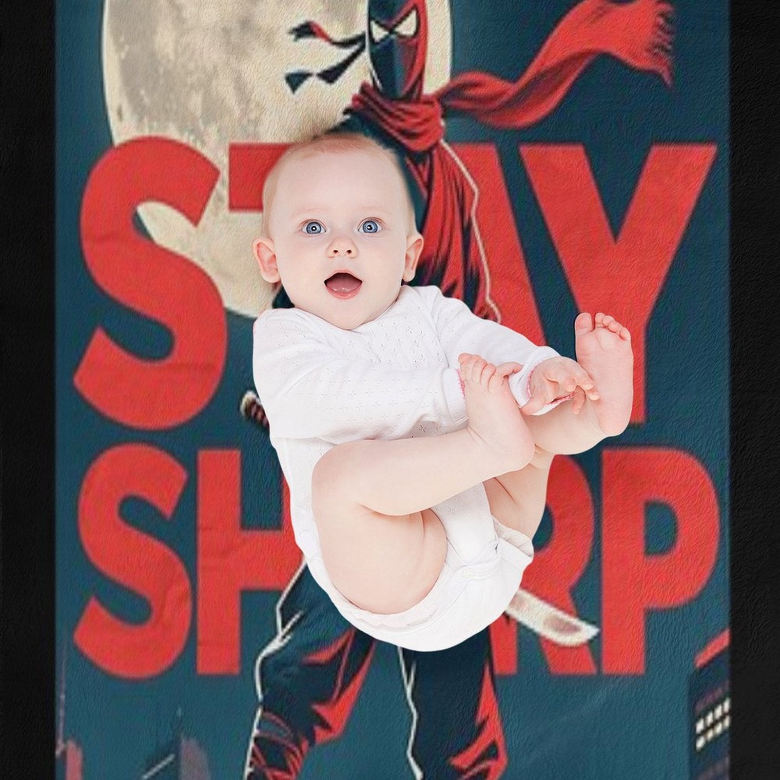 Stay Sharp – Retro Ninja in Hope-Style Urban Scene Anti-pilling Throw Blanket