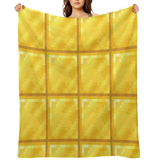 Minecraft Gold Block Texture Pixel Art Versatility Throw Blanket
