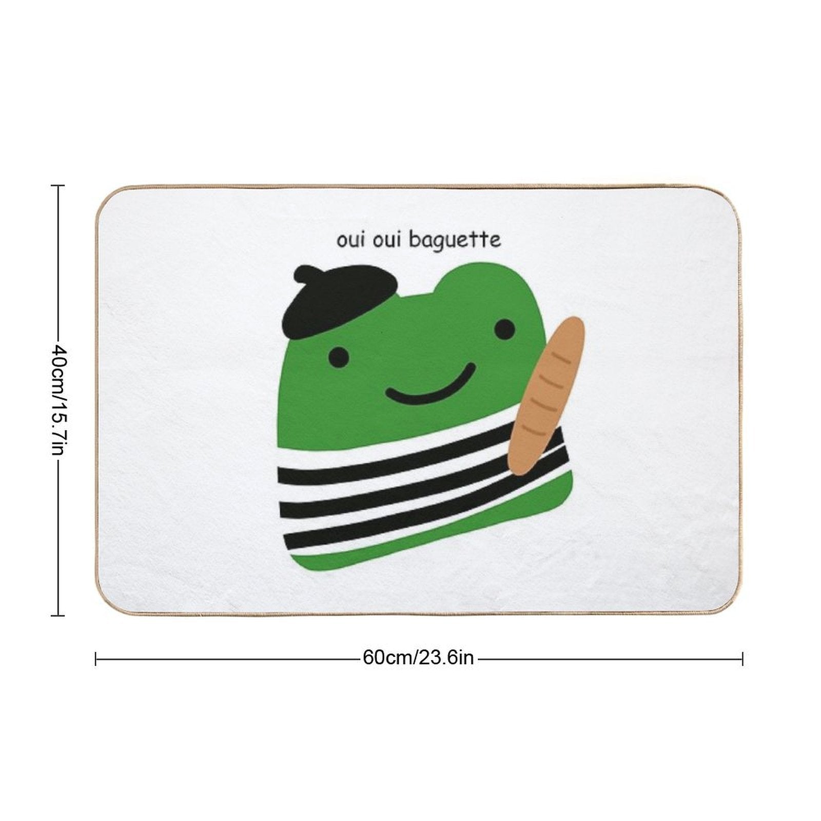 Oui Oui Baguette French Frog  Odorless Bath Mat