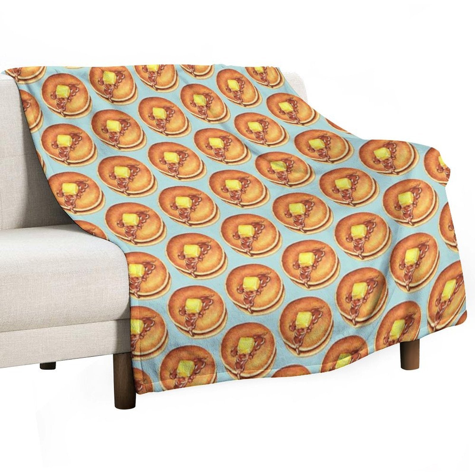 Pancakes Pattern - Blue Easy Care Throw Blanket