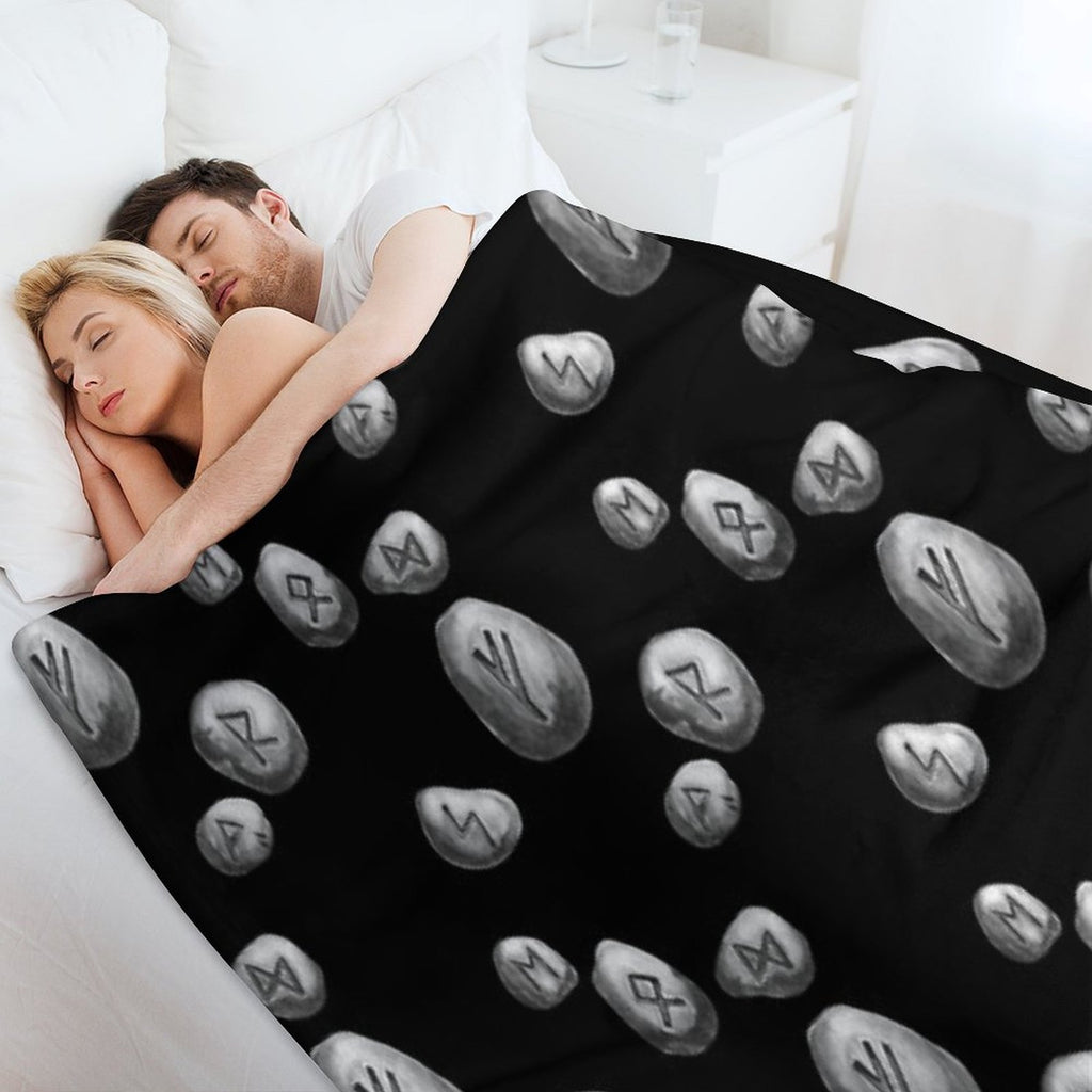 Runestones on Black Eco-conscious Throw Blanket