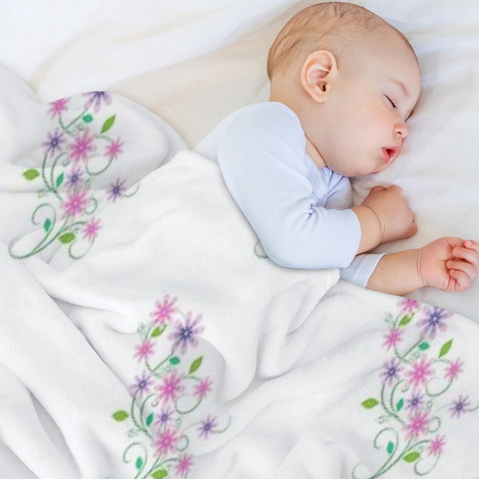 Pink & Lavender Flowers Compact Throw Blanket