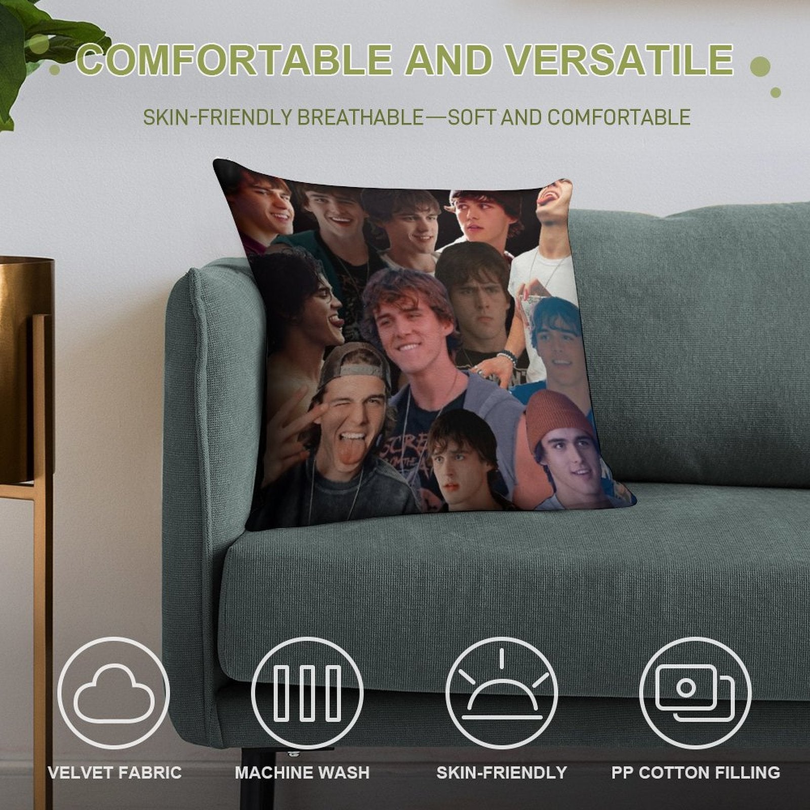 Charlie Gillespie Collage Soft Skin-Friendly Throw Pillow