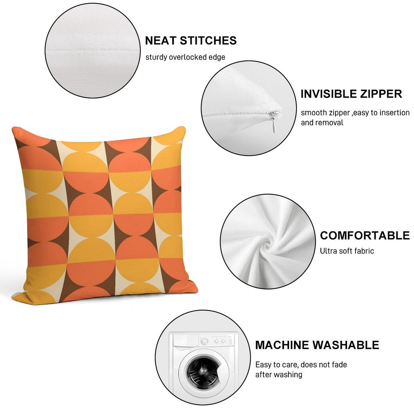 Mid Century Modern Geometric Abstract Pattern 727 Soft Bedroom Essential Throw Pillow