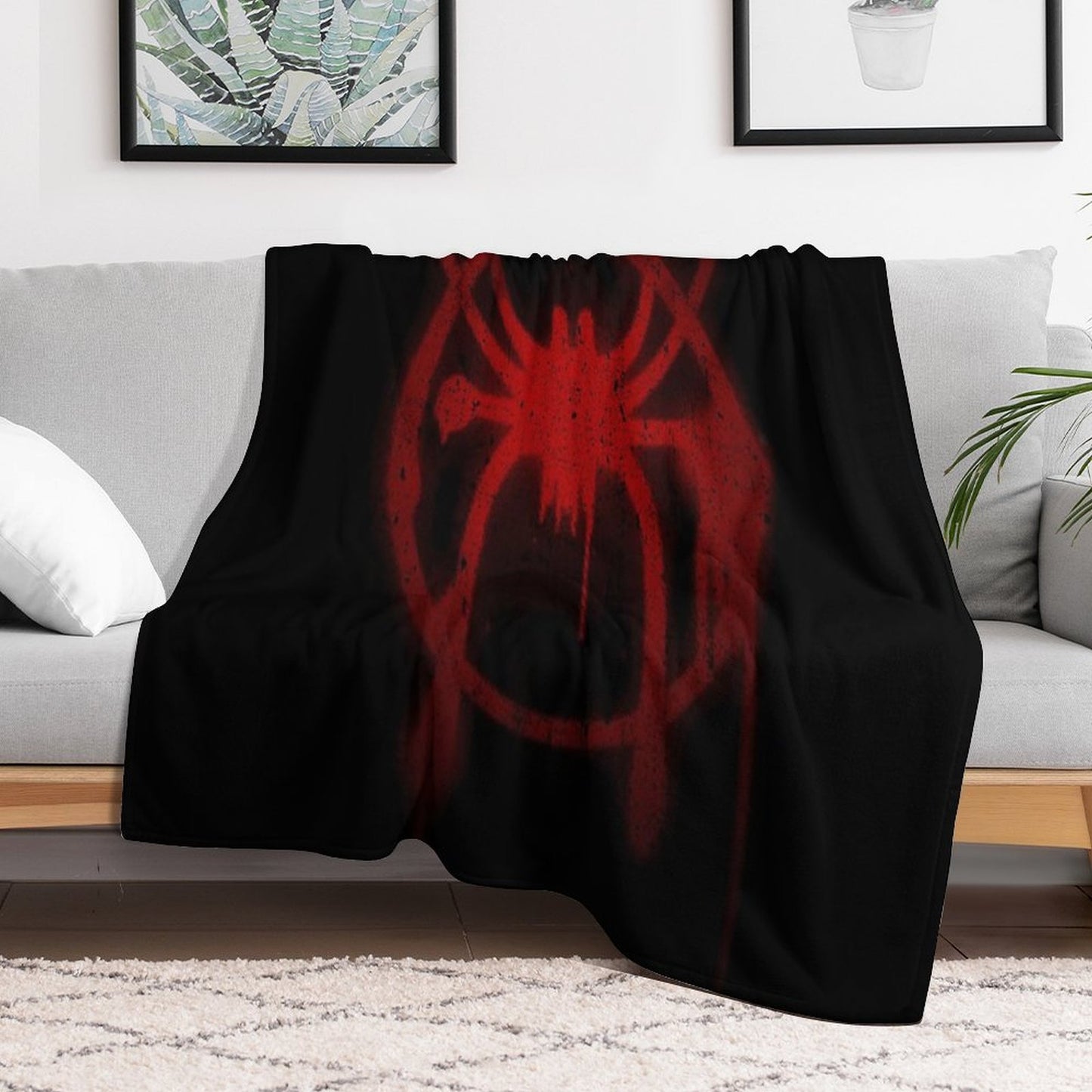Miles Morales Spider Symbol Easy Care Throw Blanket