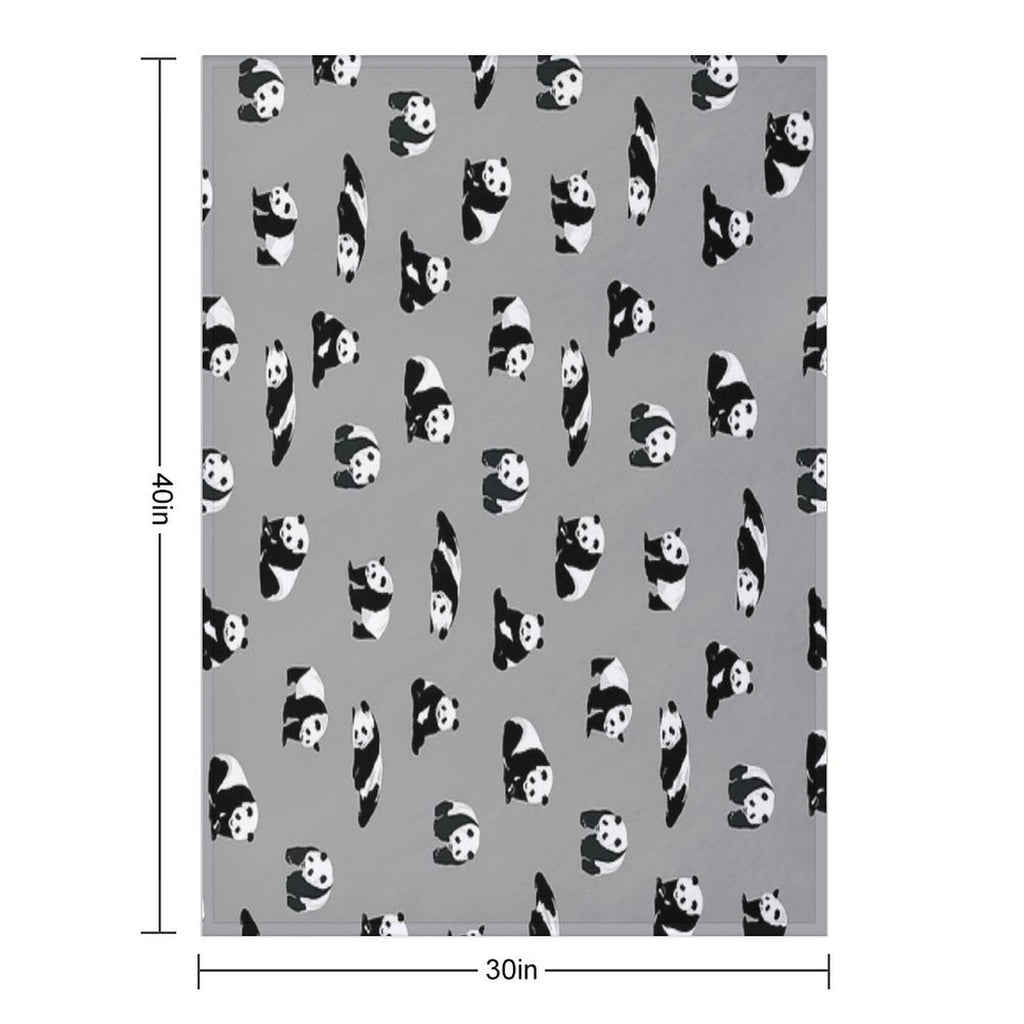 Pandas on Grey Quick-dry Throw Blanket