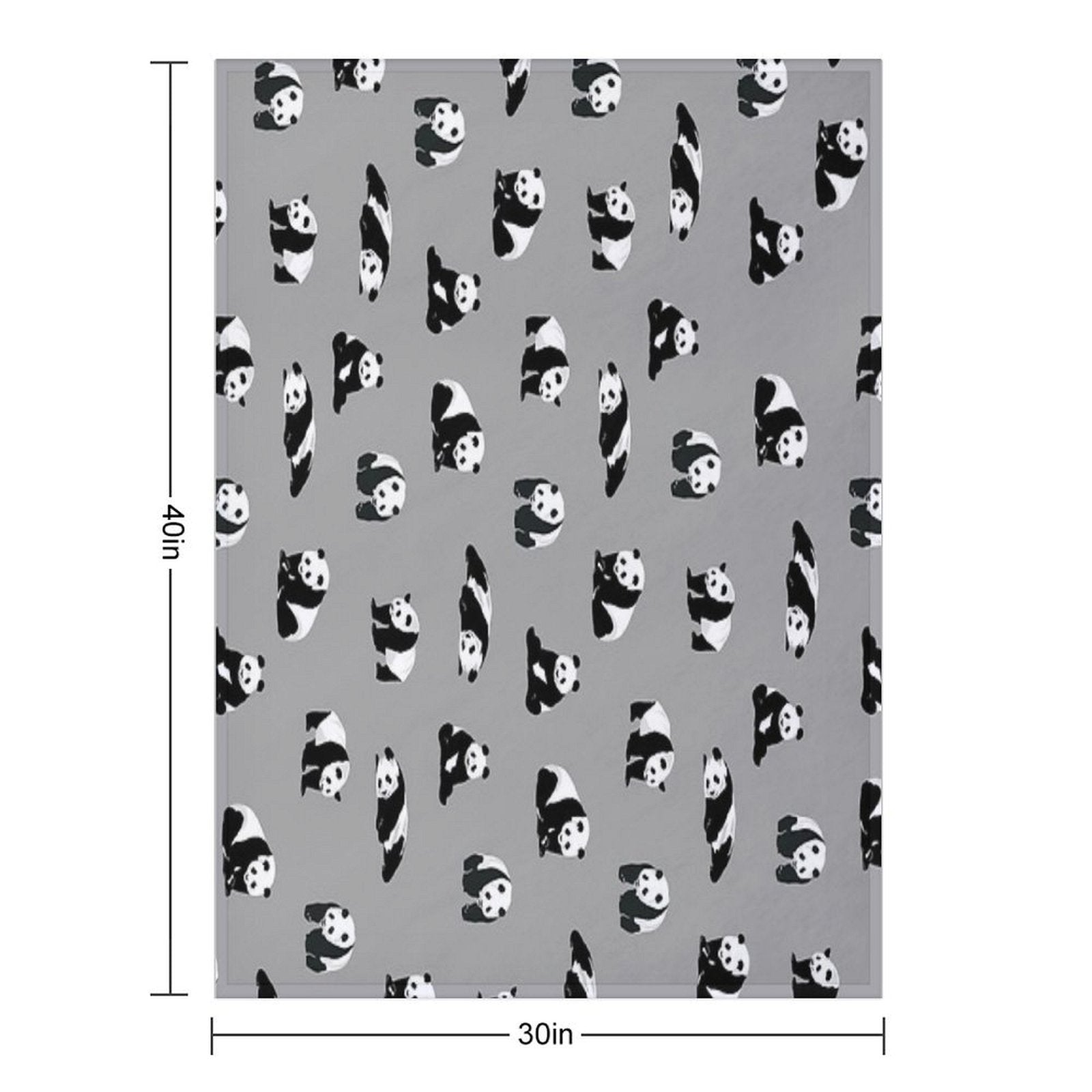 Pandas on Grey Quick-dry Throw Blanket
