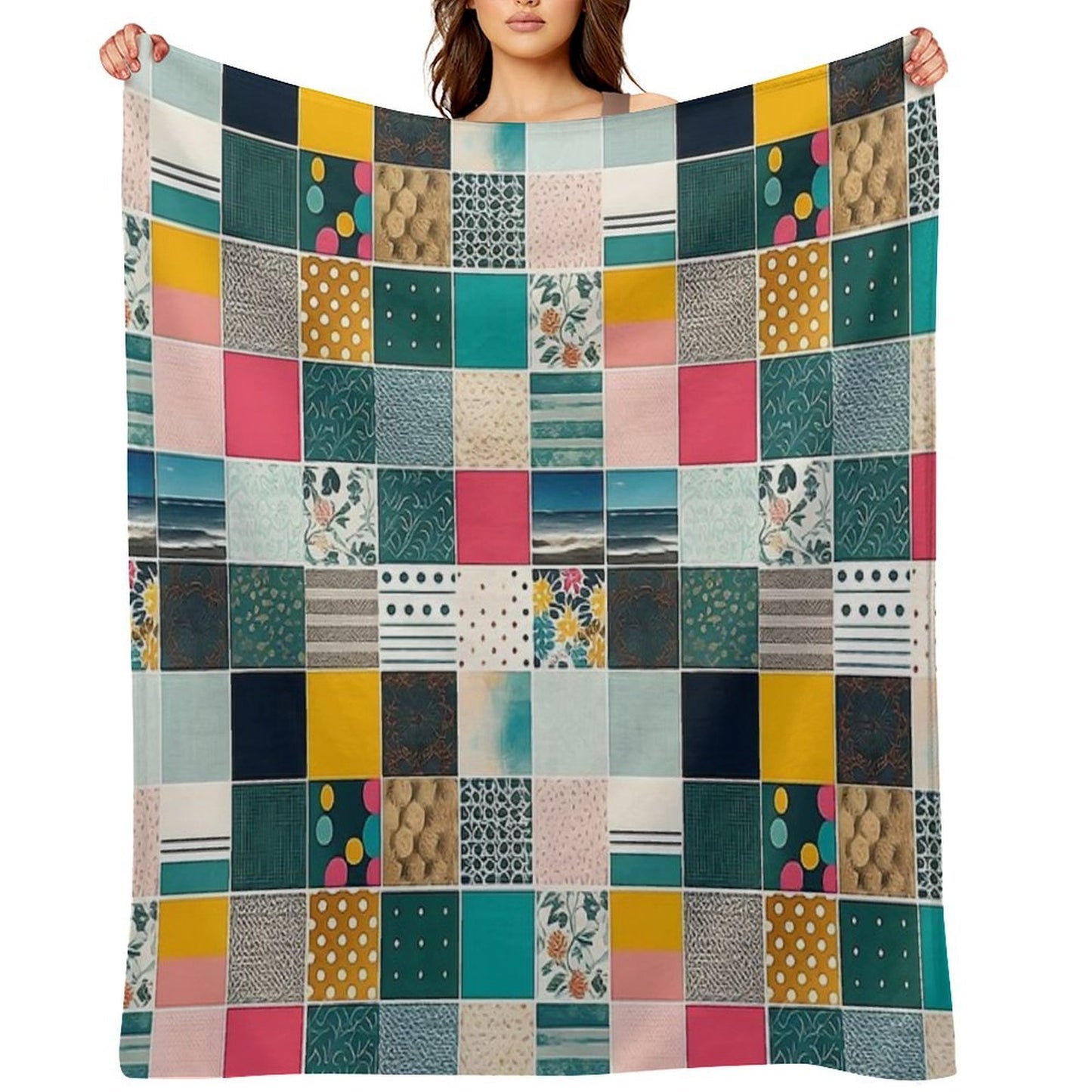 Colorful Patchwork Pattern Anti-pilling Throw Blanket