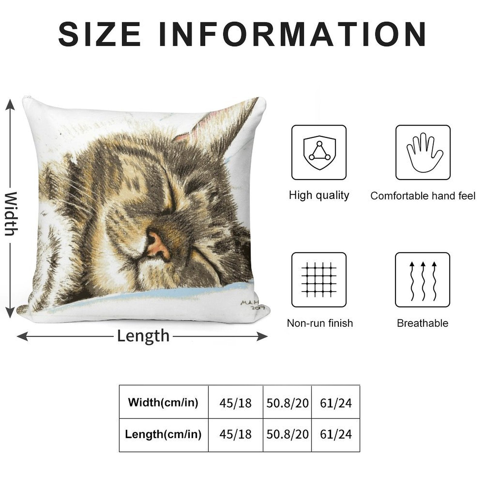 Sleeping Tabby Cat Soft Washable Throw Pillow