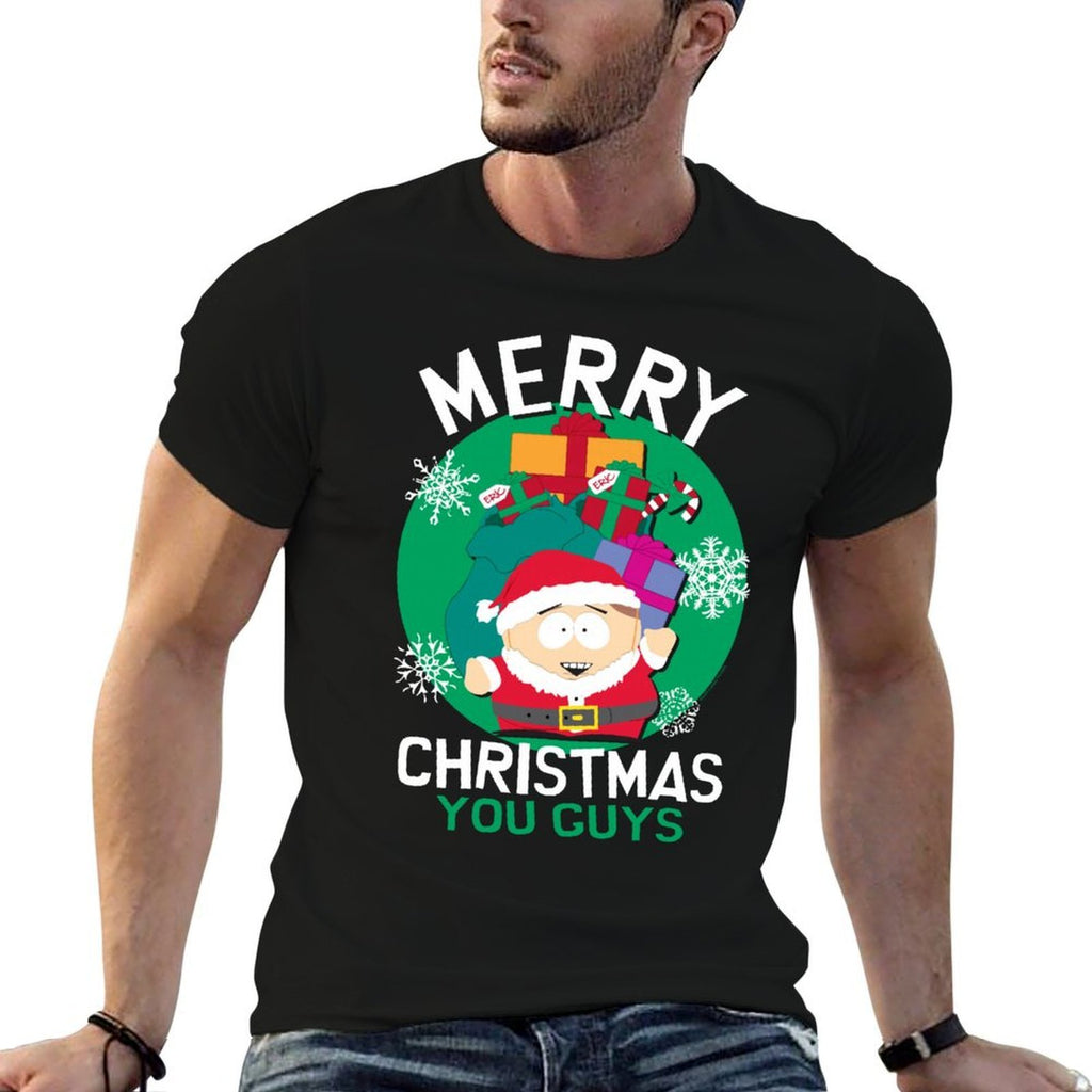 South Park Merry Christmas Cartman Funny Holiday Cartoon  Ribbed Collar T-Shirt