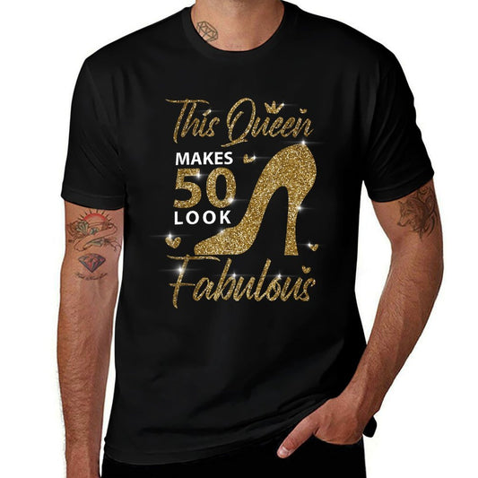 This Queen Makes 50 Look Fabulous 50th Birthday Mother  Rolled Sleeves T-Shirt
