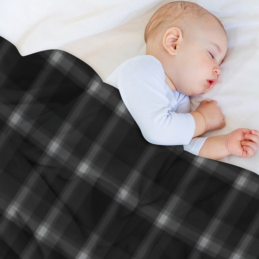 Plaid Black Grey Pattern Wrinkle-free Throw Blanket