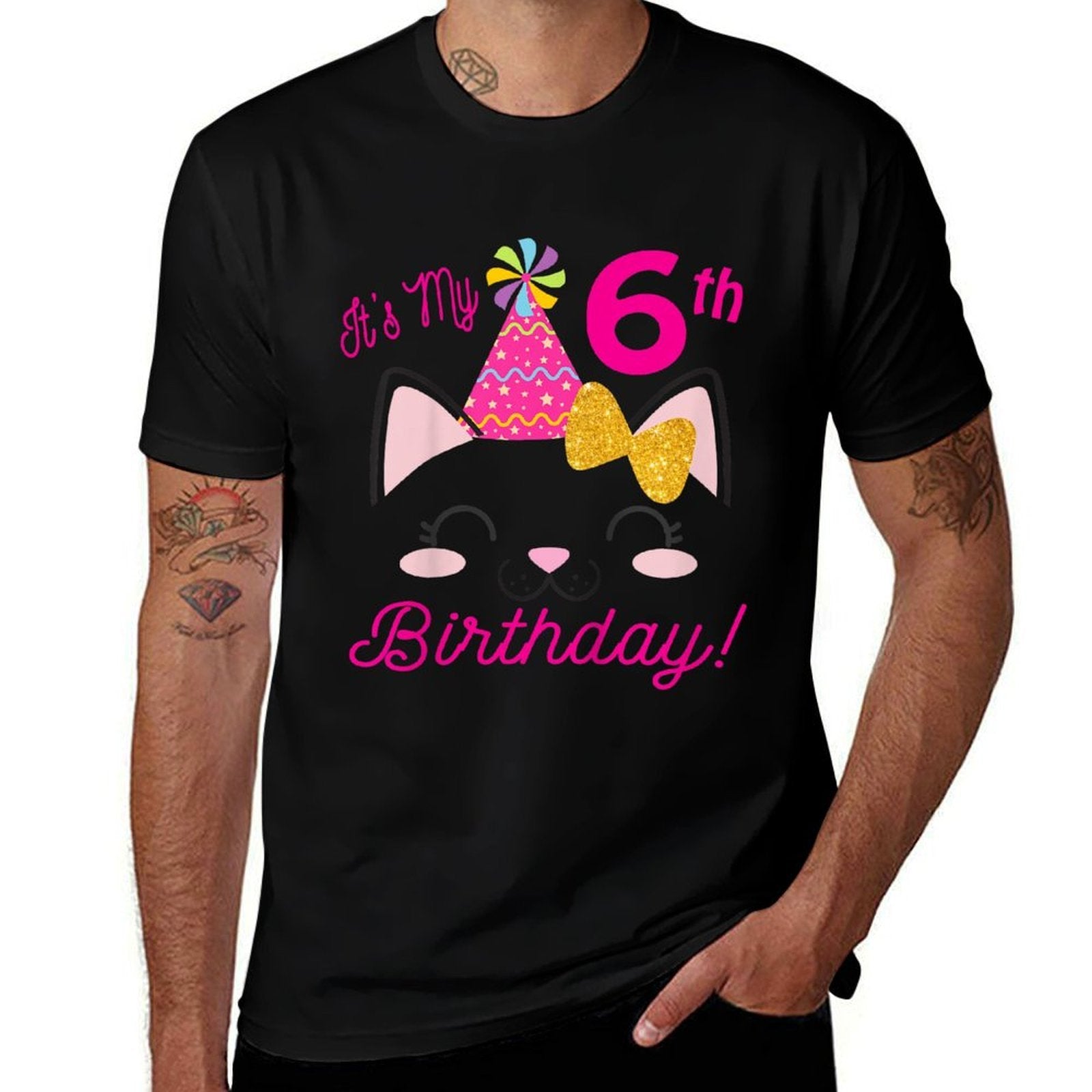 Its My 6th Birthday Girl Kitty Cat Theme Party (six)  Polyester Blend T-Shirt