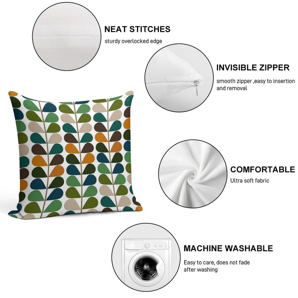 Retro 60s Mid Century Modern Pattern 2 Soft Shrink-Resistant Throw Pillow
