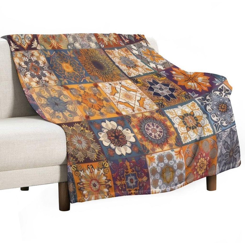 Brown And Grey Neutral Patchwork Pattern Anti-pilling Throw Blanket