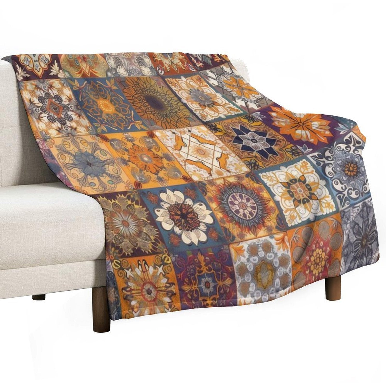 Brown And Grey Neutral Patchwork Pattern Anti-pilling Throw Blanket
