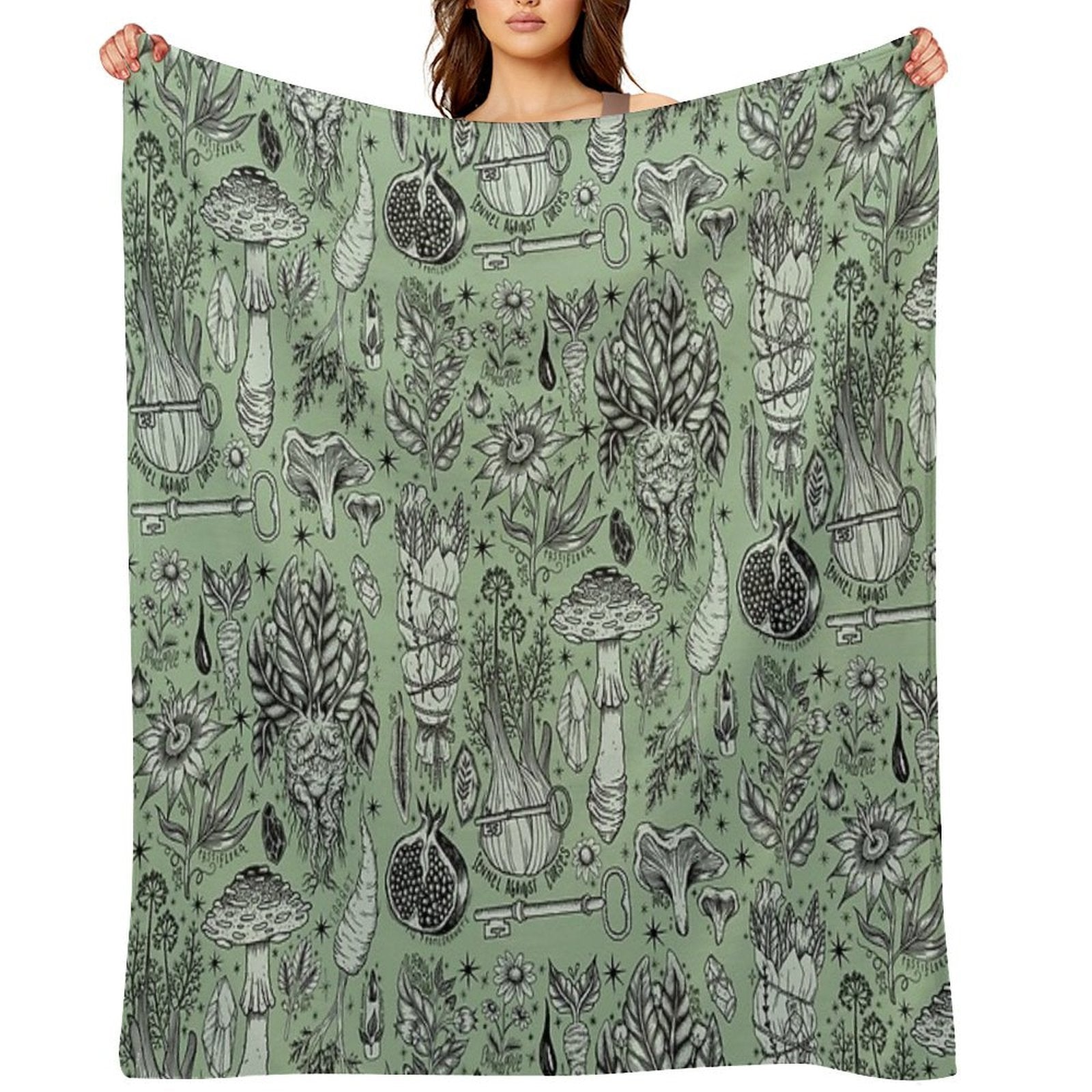 HERBARIUM Machine-washable Throw Blanket