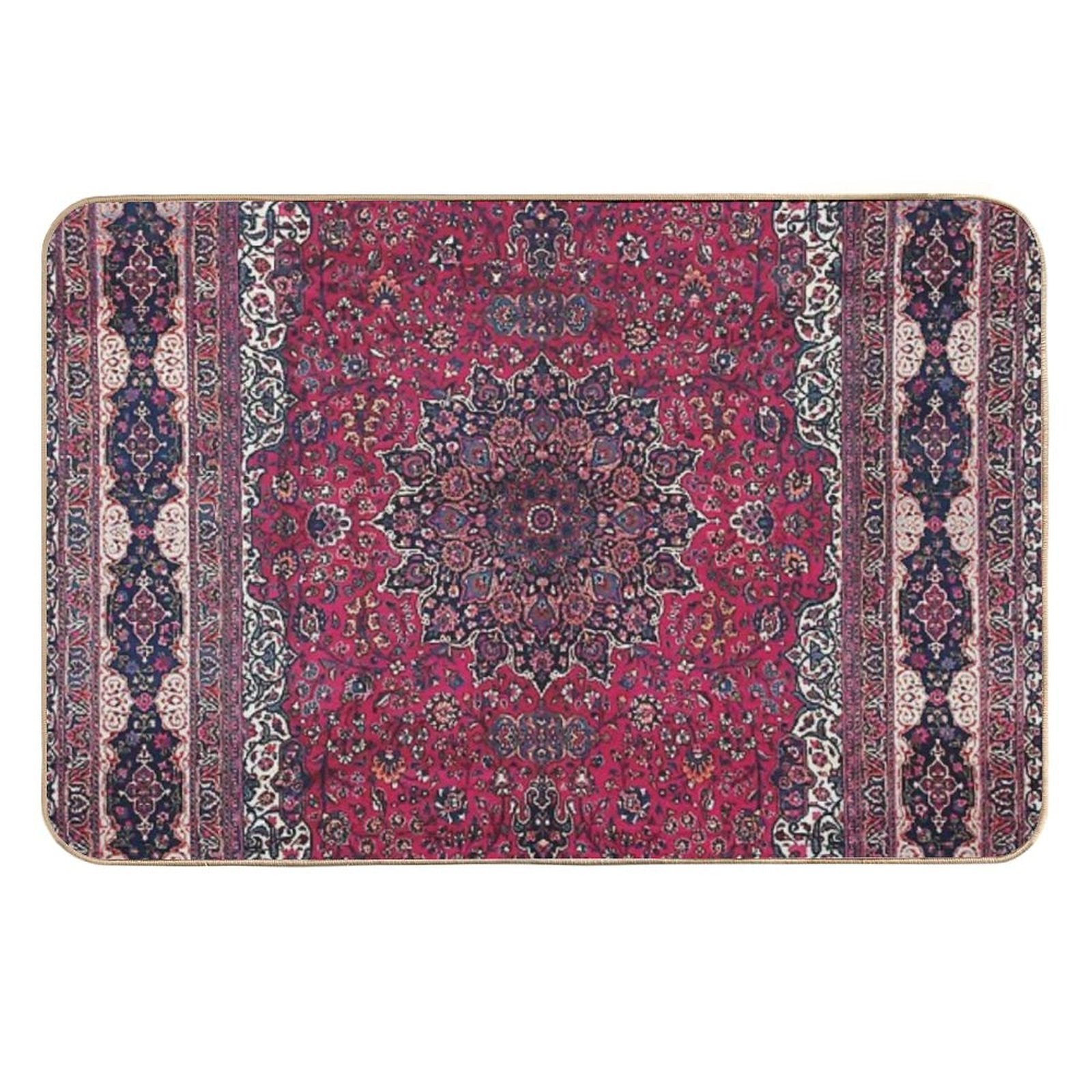 Saber Meshed Persian Carpet Print  Dirt-Trapping Bath Mat