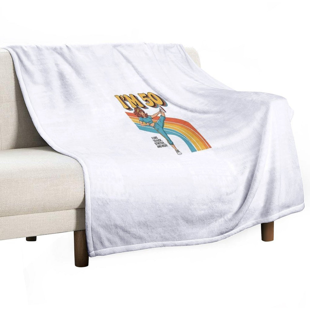 I'm 50 I Like to Kick, Streth, And Kick! Funny 50 Years Old Travel-friendly Throw Blanket