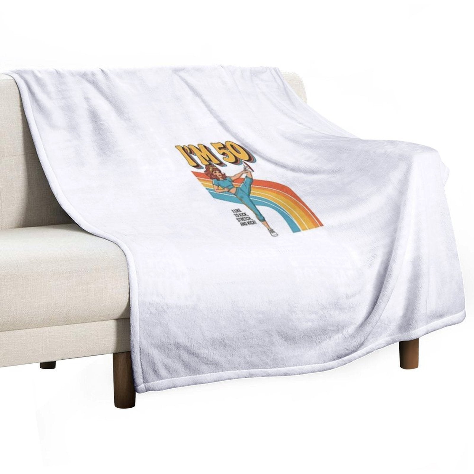 I'm 50 I Like to Kick, Streth, And Kick! Funny 50 Years Old Travel-friendly Throw Blanket