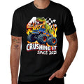 Kids Trex Dinosaur 4th Birthday Boy 4yr Monster Truck 4 Year Old  Heathered Texture T-Shirt