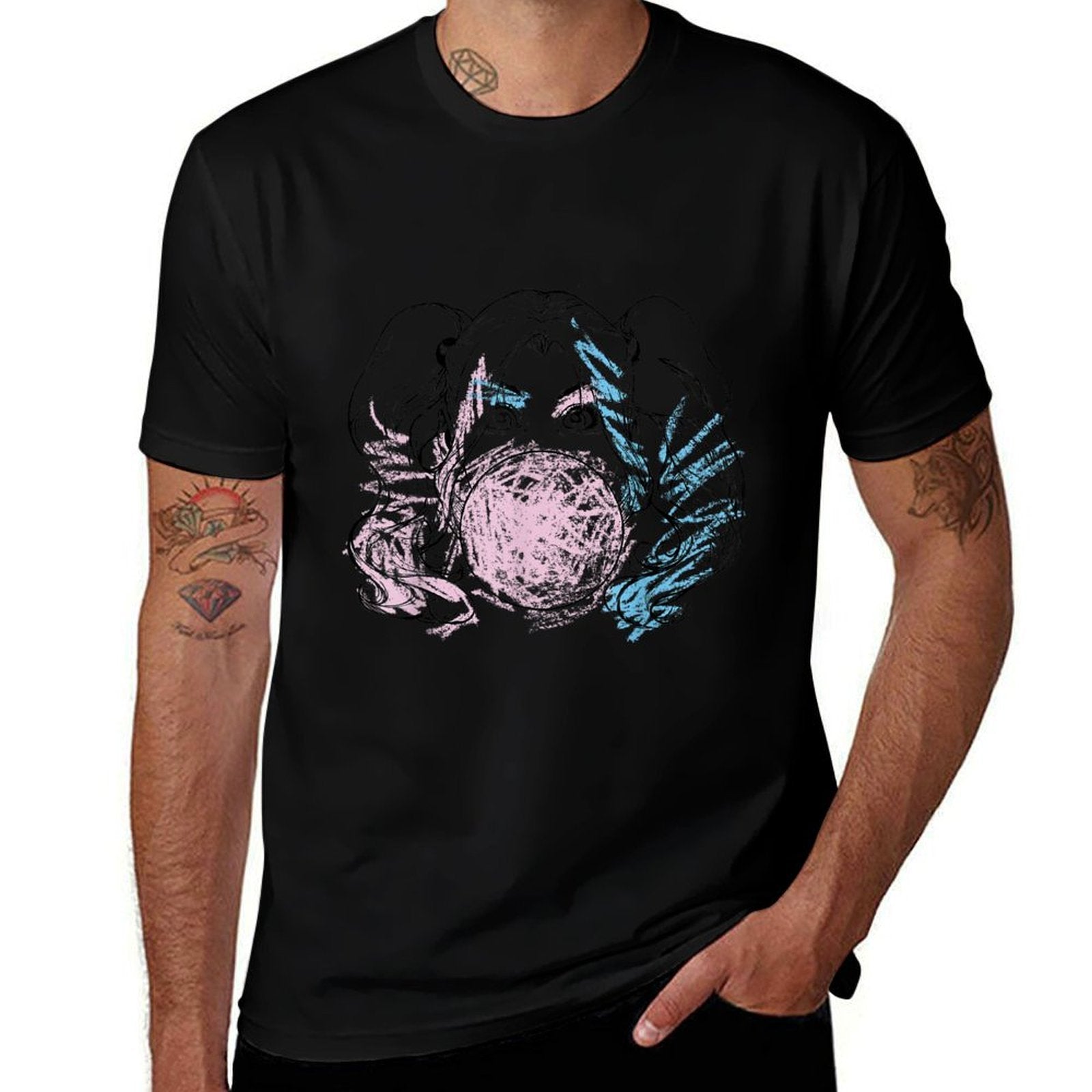 DC Comics Batman Harley Quinn Crayon Outline  Lightweight T-Shirt