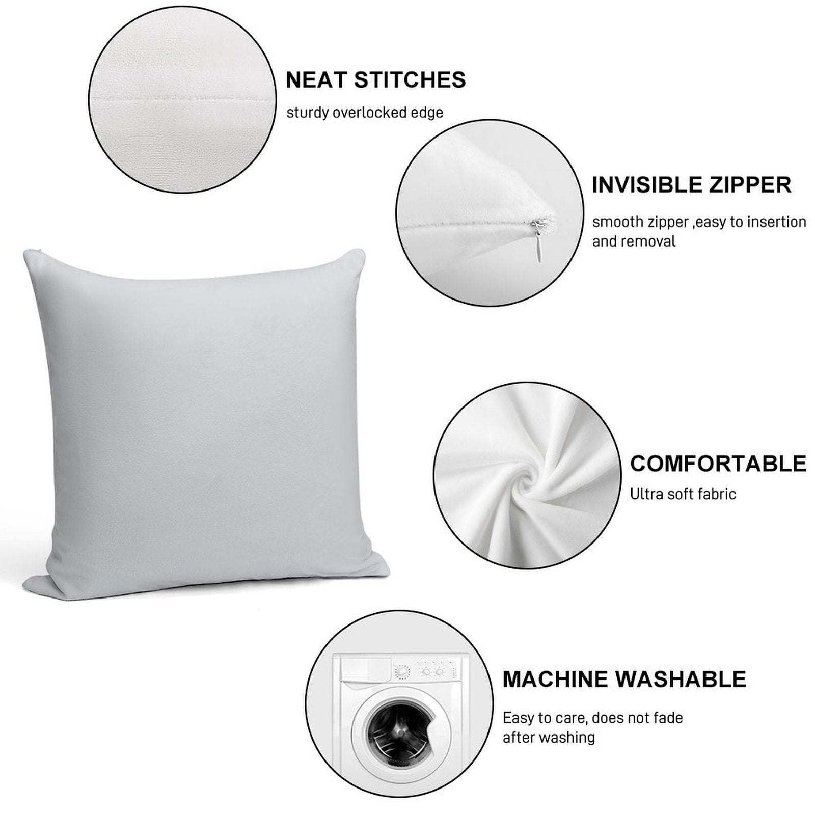 Light Grey - Slightly Cooler Tone Soft Easy Maintenance Throw Pillow