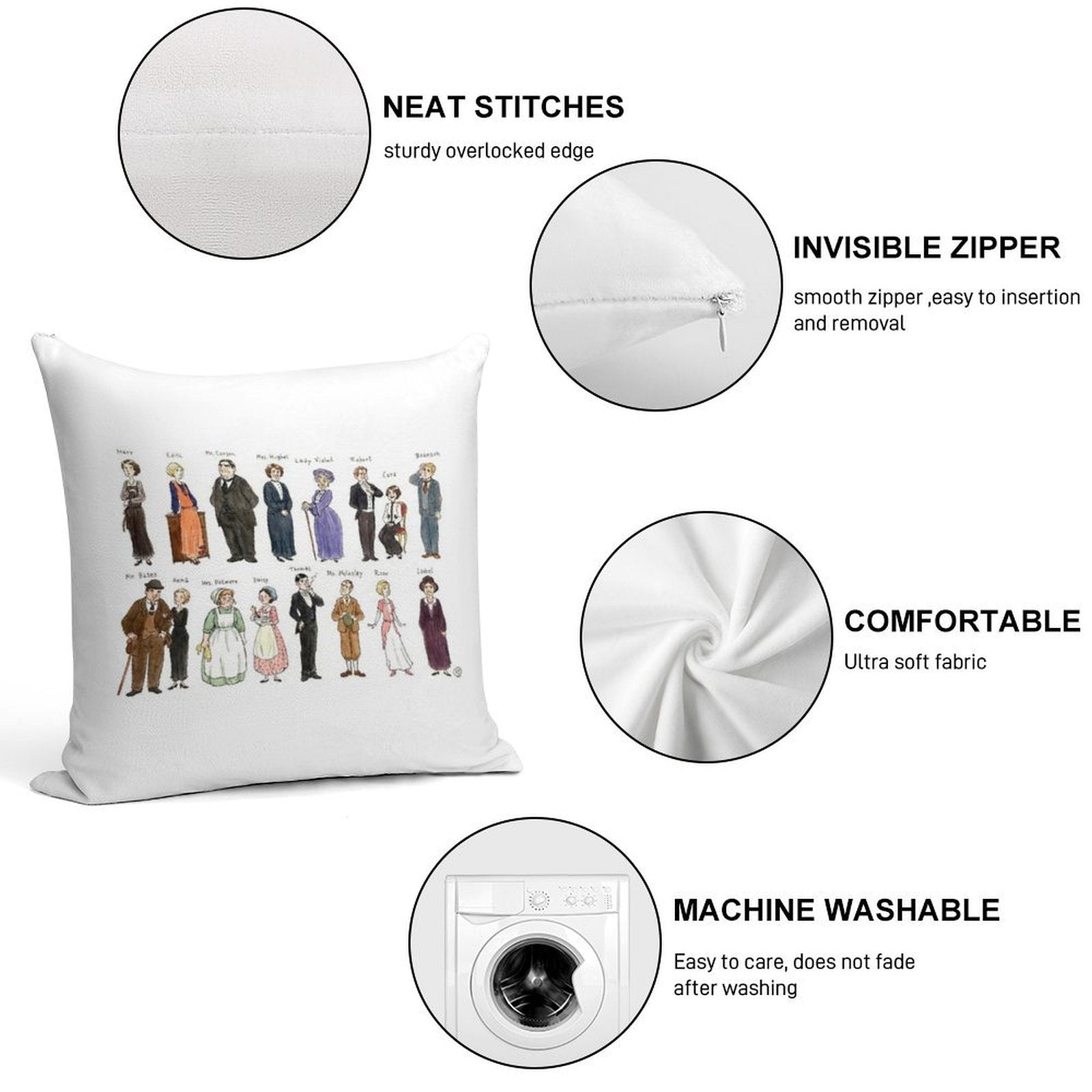 Downton A. Portraits Soft Home Decor Throw Pillow