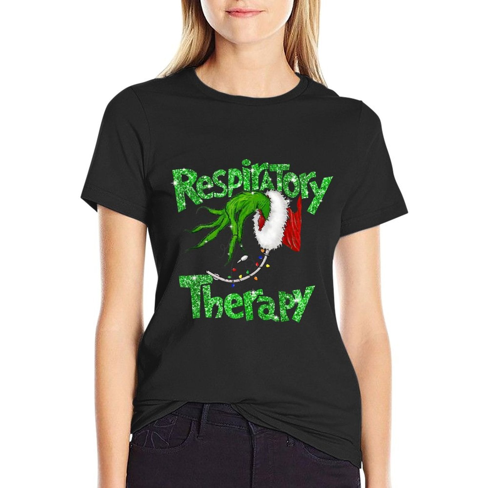 Respiratory Therapy Christmas Pulmonologist Nurse Pajamas  Easy-care T-Shirt