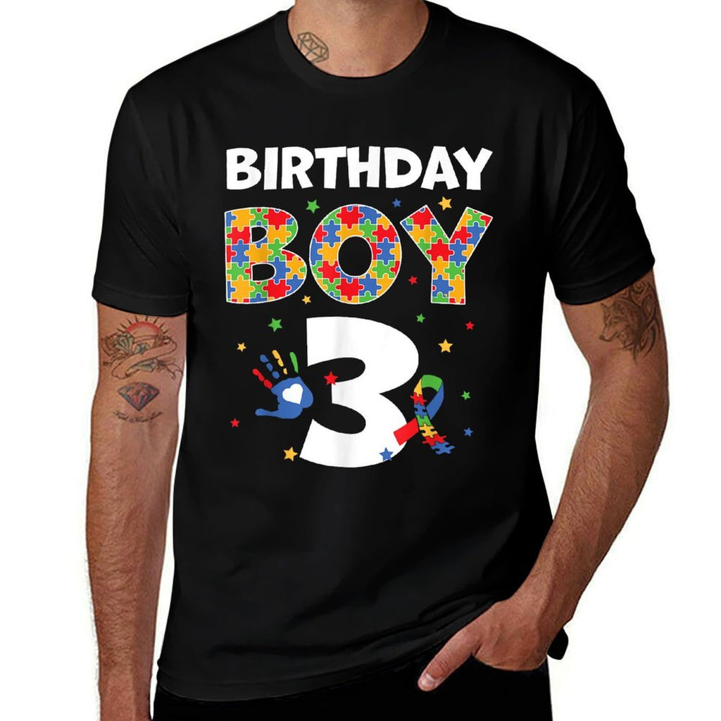 The 3rd Birthday Boy Autism Awareness Puzzle Piece  Relaxed-fit T-Shirt