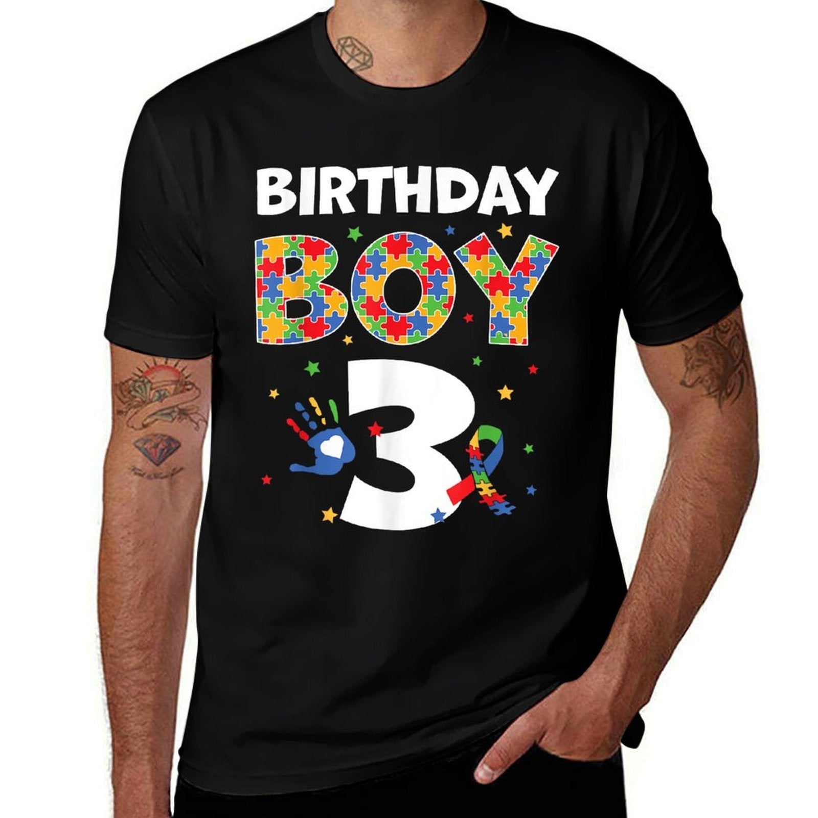 The 3rd Birthday Boy Autism Awareness Puzzle Piece  Relaxed-fit T-Shirt