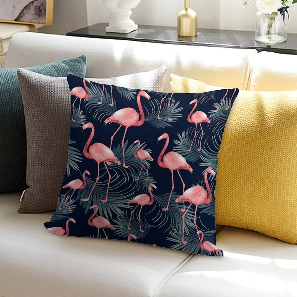 Summer Flamingo Palm Night Vibes #1 #tropical #decor #art Soft Washable Throw Pillow
