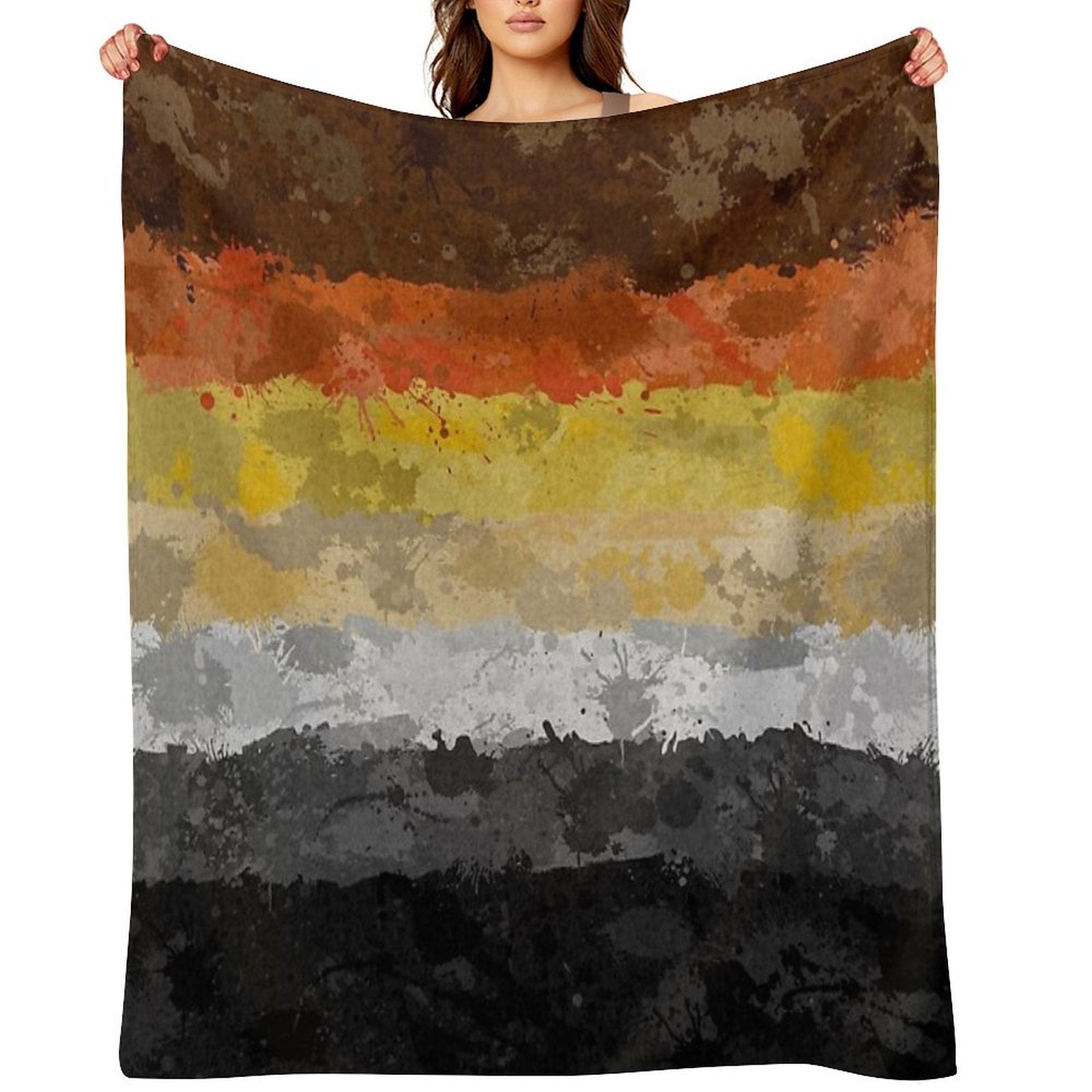 Bear Paint Splatter Flag Wrinkle-free Throw Blanket