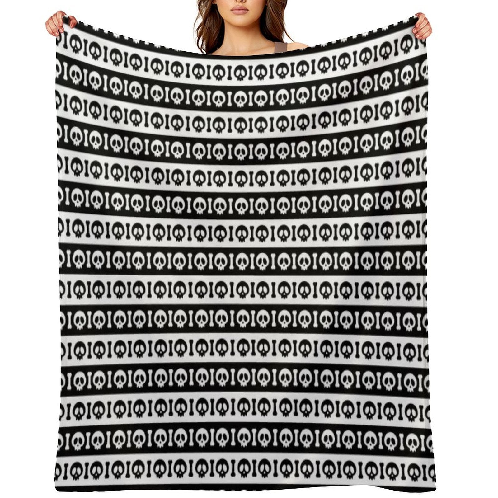 Skeleton Stripes - Black And White Easy Care Throw Blanket